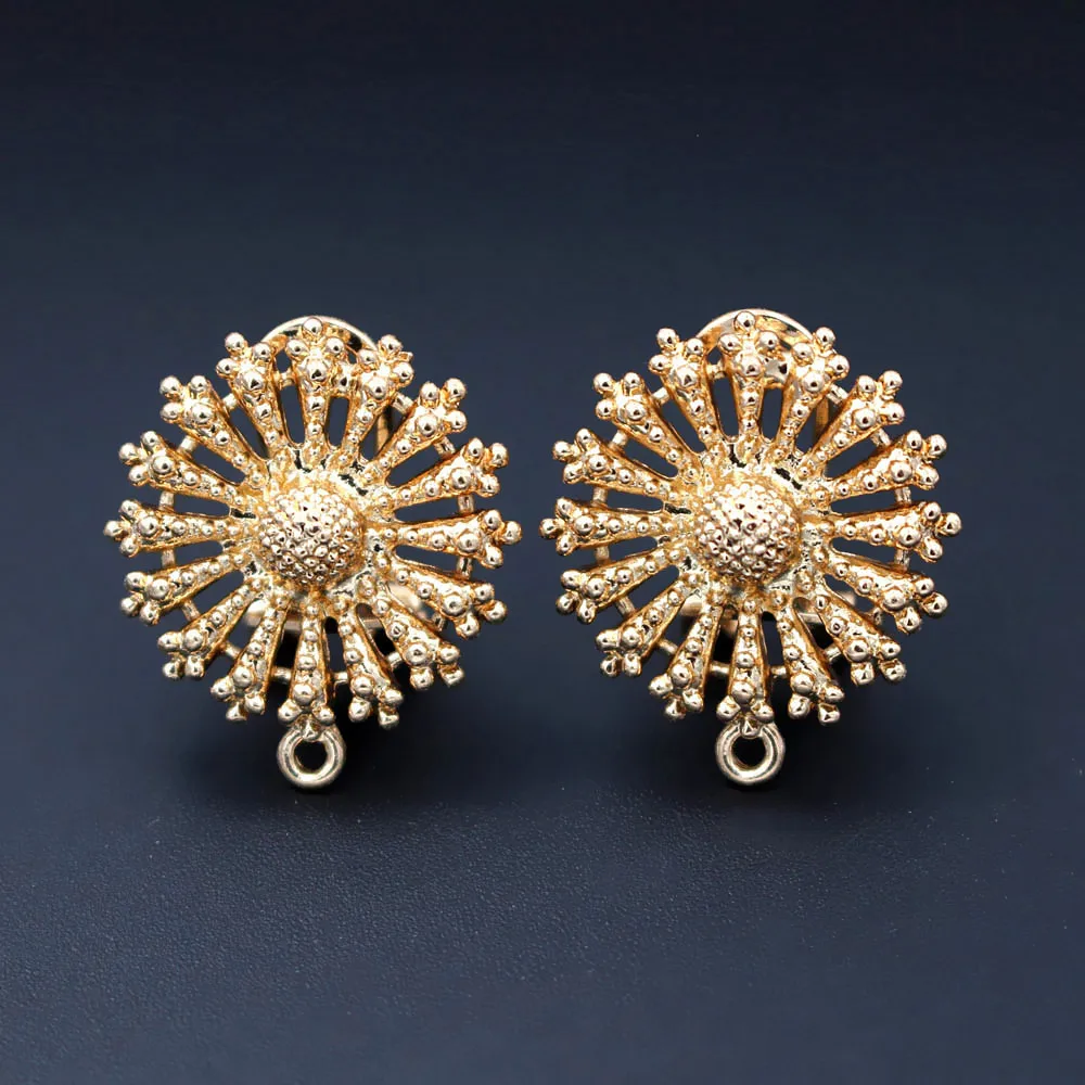 

African Earrings Post stud with Loop Connectors Hooks Clasp Hollow Flower Circle Bases Findings DIY Africa Women Wedding Jewelry