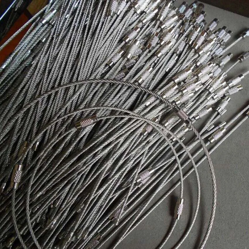20pcs/lot Travel Cable Wire Rope Loop Luggage Tag Stainless Steel Key