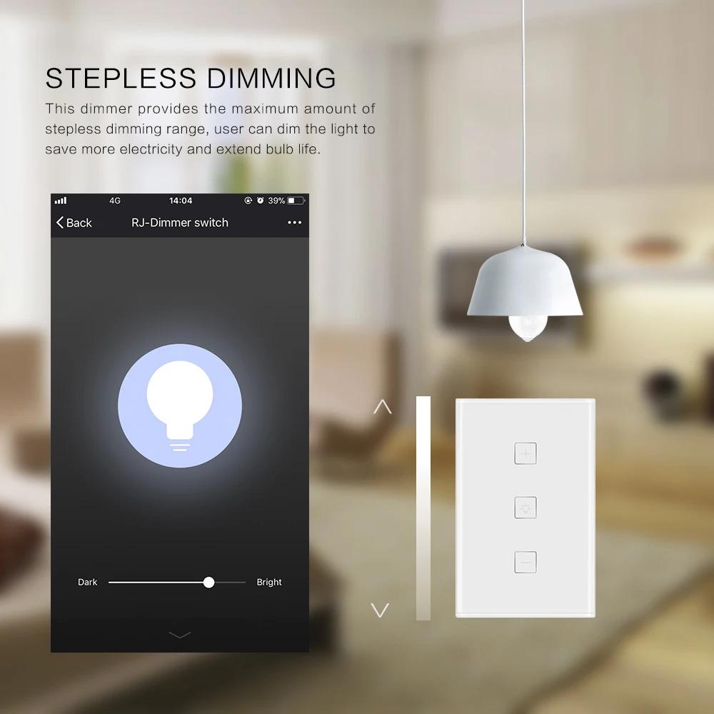 Беспроводной умный светильник, диммер в стене, выключатель питания с сенсорным управлением, Wi-Fi светильник, работающий с Alexa Google Assistant IFTTT