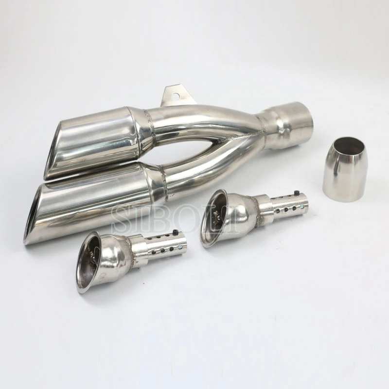 Silenciador de Escape de silenciador de acero inoxidable de Escape de motocicleta de doble agujero para s1000xr yamaha fz8 honda cb650f