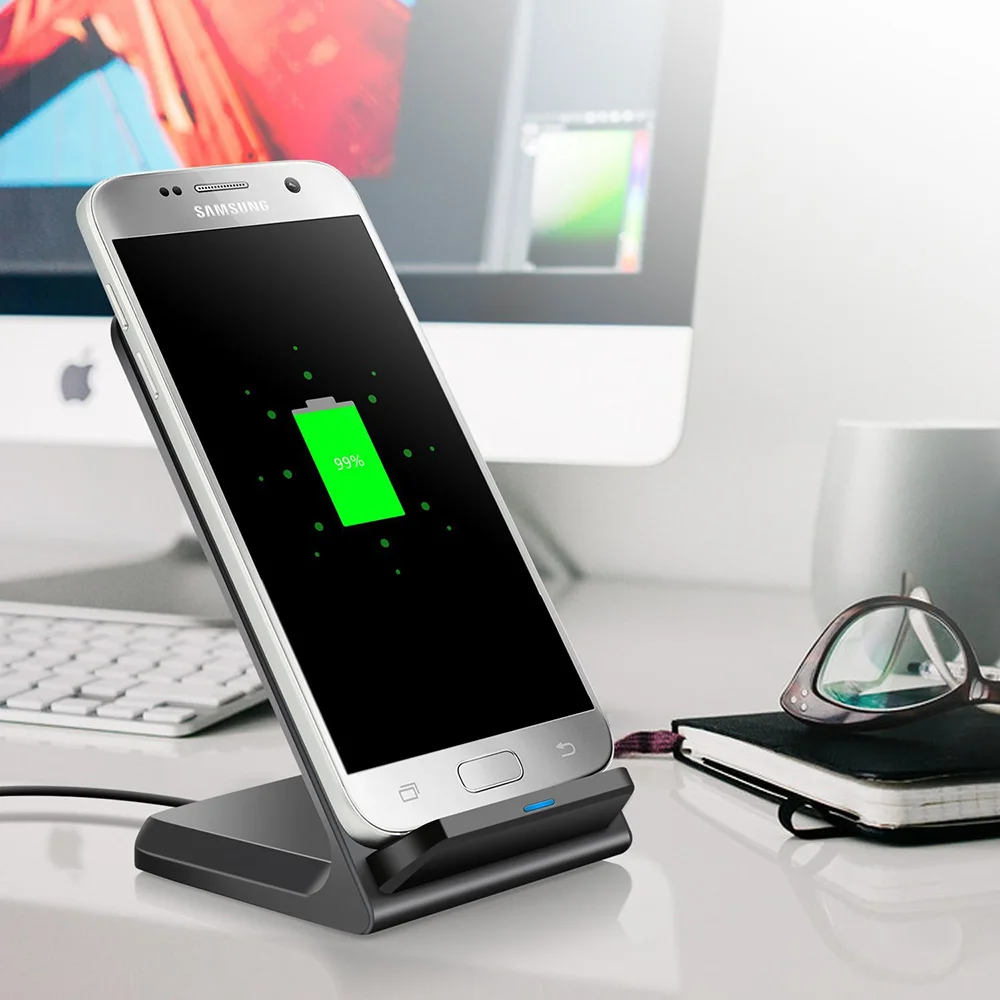 FDGAO быстрая Беспроводная зарядная подставка QI индукционное зарядное устройство для samsung Note8 9 S9 S8 портативное зарядное устройство подставка для iPhone X XS XR 8 Plus