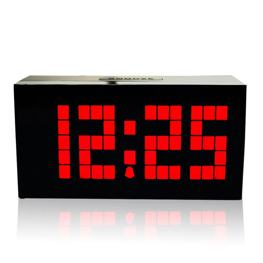 KOSDA! Большие цифровые настольные часы, светодиодный Будильник, отображение календаря, температура, шесть будильников, Заводская продукция, домашний дизайн - Цвет: RED