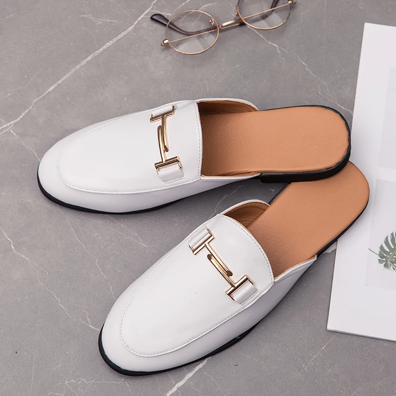 Homens de luxo vestido chinelos sapatos de