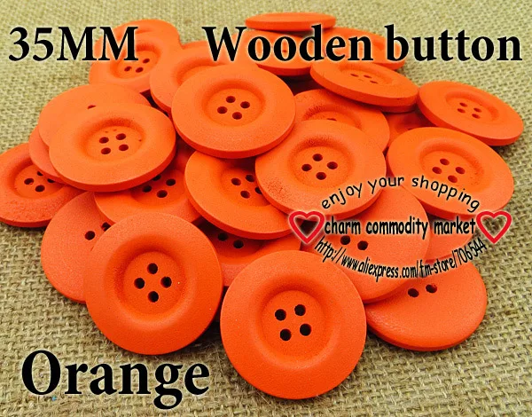 15 шт. 35 мм черный цвет древесины деревянные пуговицы сапоги пальто швейная одежда аксессуары MCB-996 - Цвет: orange