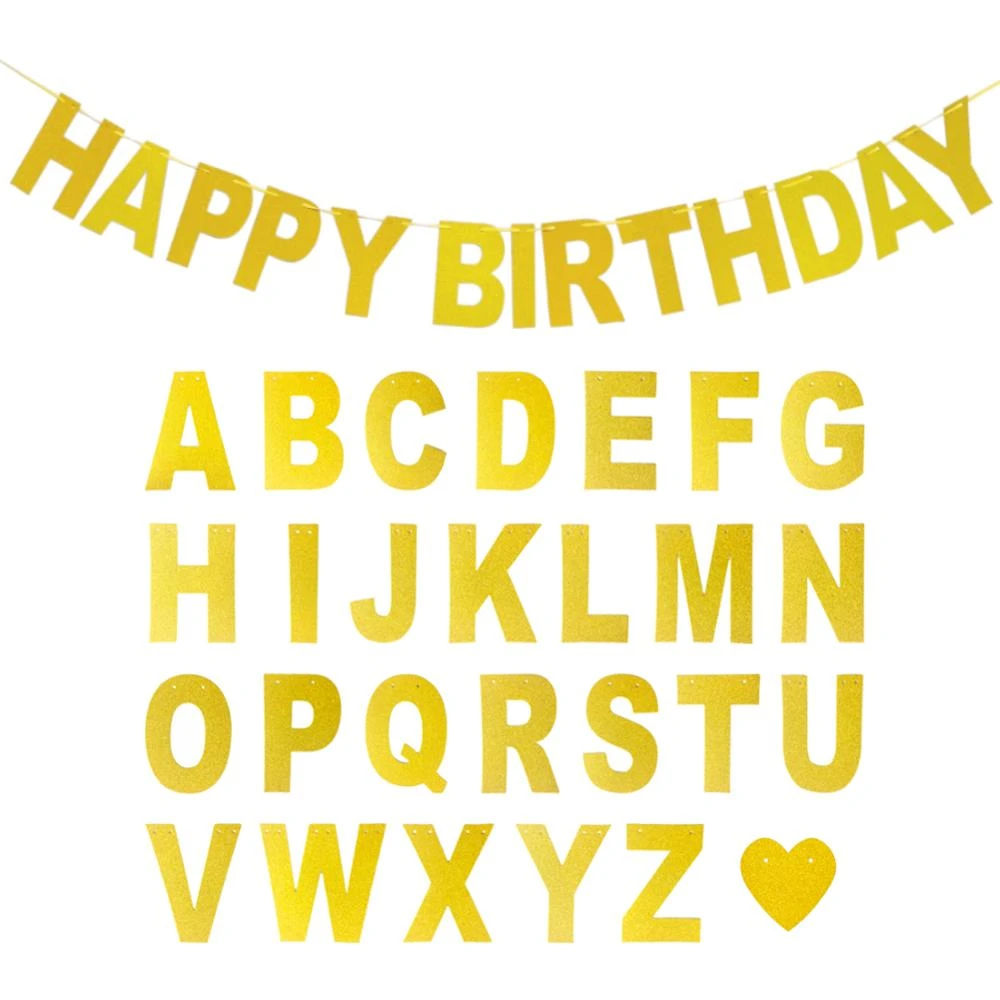 1 Pieces Flash Or Papier Lettre Pendaison Guirlande Banniere Anglais Alphabet Lettres Anniversaire Mariage Decoration Fete Atmosphere Aliexpress