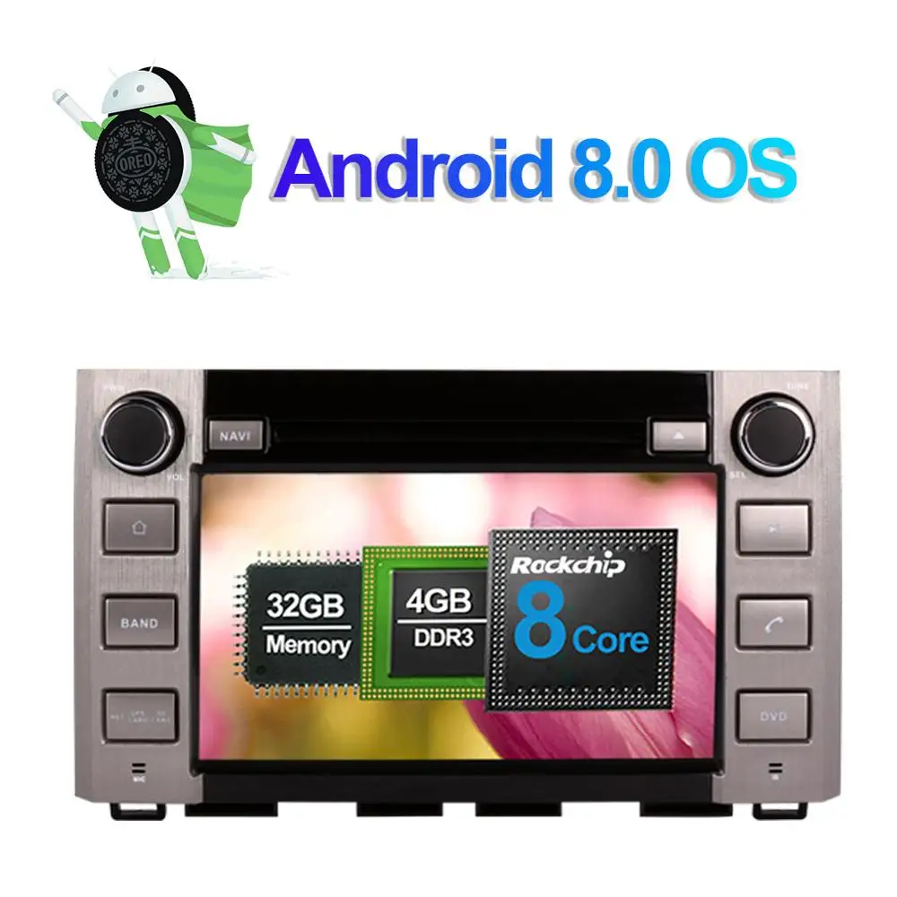 Top 4GB RAM Android 7.1/8.0 Car Auto Radio Stereo Head Unit For Toyota Tundra 2014- DVD Multimedia Player GPS Navi Free Map WIFI 4G 1