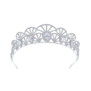 

Vintage Blue Cubic Zirconia Tiara Wedding Hair Accessories Women Bridal Red Crystal Gold Crown Headband Princess Crown Hairband