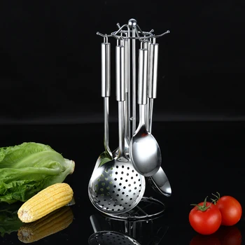 

Hot 7 Pieces Kitchen Utensil Set with Soup Spoon Colander Turner Meat Fork Leak Shovel Cooking Tools Stainless steel set