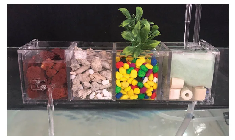 Creative fish tank filter three-in-one fish tank filter box built-in water purifier submersible pump oxygen waterfall degreasing film (1)