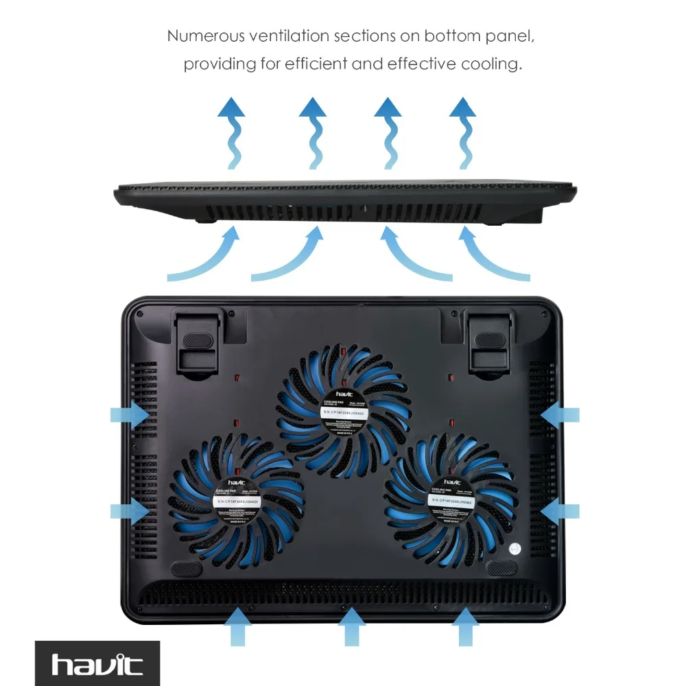 Охлаждающая подставка для ноутбука HAVIT HV F2056. Кулер + 2 USB. Стильный тонкий дизайн