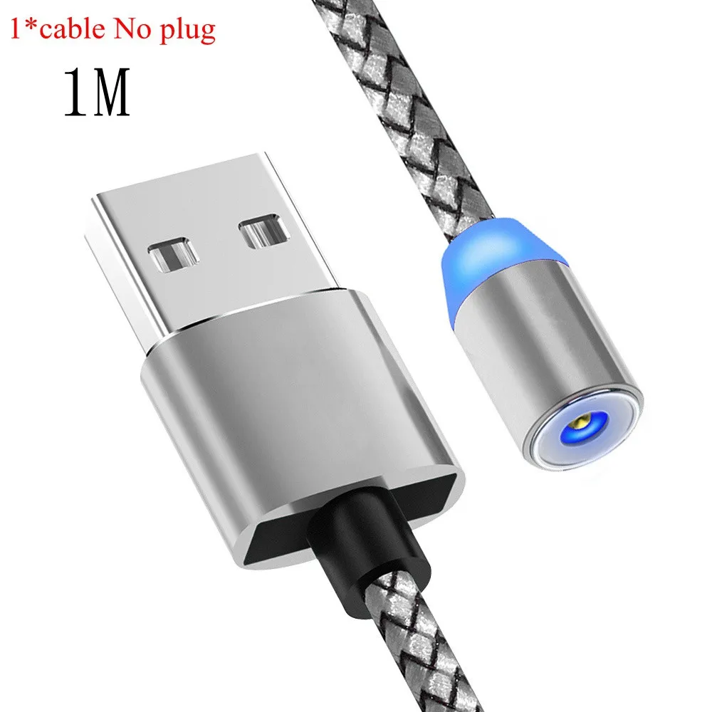 Type-C Micro usb Cable For Huawei Honor 20 pro 10 lite Quick Charge 3.0 USB Charger For iphone Xiaomi Samsung Magnetic Cable - Цвет: 1m silver cable