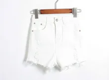 Venta caliente 2015 Moda Casual Remaches Borla Pantalones Cortos Mujer Vaqueros Feminina Alta Cintura del Dril de algodón de Verano Bermudas Mujeres