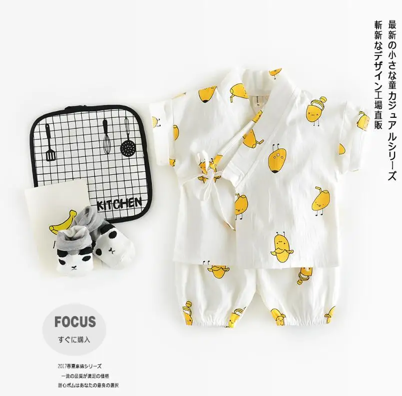 Г. Кимоно для новорожденных в японском стиле, спортивный костюм штаны с героями мультфильмов+ топы, детский хлопковый комплект одежды с принтом для мальчиков, одежда для младенцев