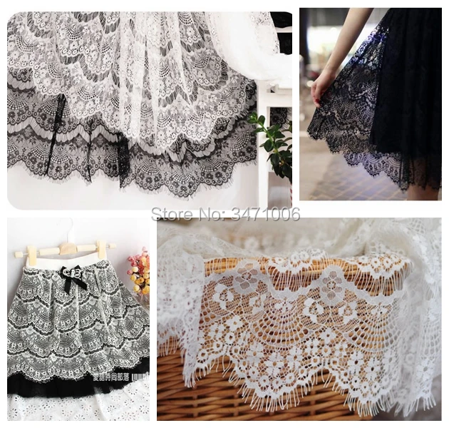 

2meters Eyelash Black white lace Fabric Spot Dot Net Fabric, Dress, Wedding backdrop, Garment bottoming shirt curtains textiles