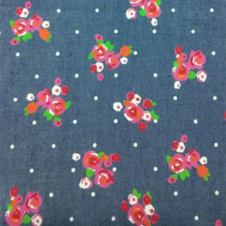 jean printed cotton denim fabric denim fabric denim dress High quality