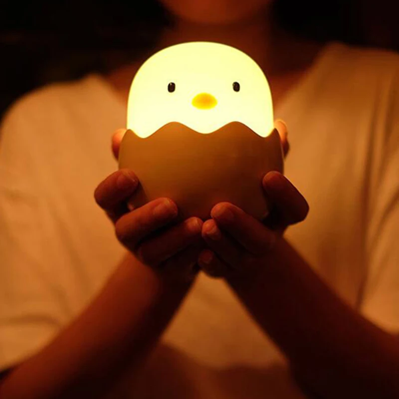 3D LED Eggshell Chicken Night Light Tumbler Silicone Lamp Bedroom Table Desk Home Party Decoration Kids Night Lights (3)
