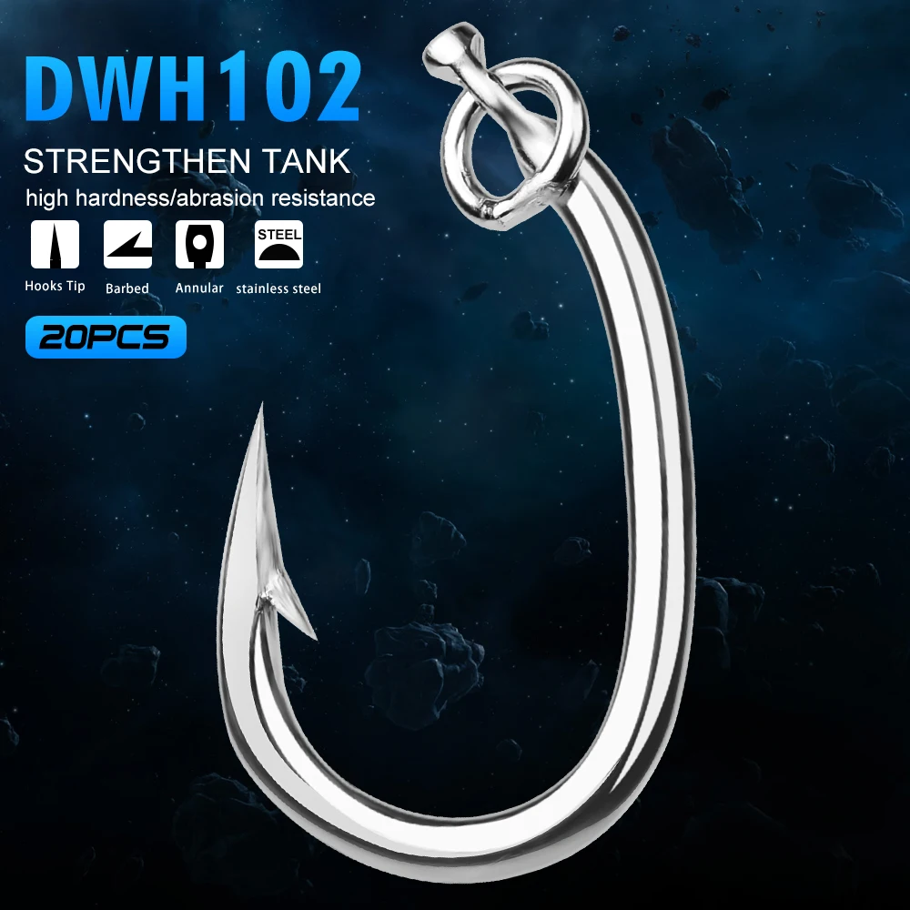 20pc FLYBASS Brand Saltwater Fishing Hook Tuna Hook 10/0 16/0 Model