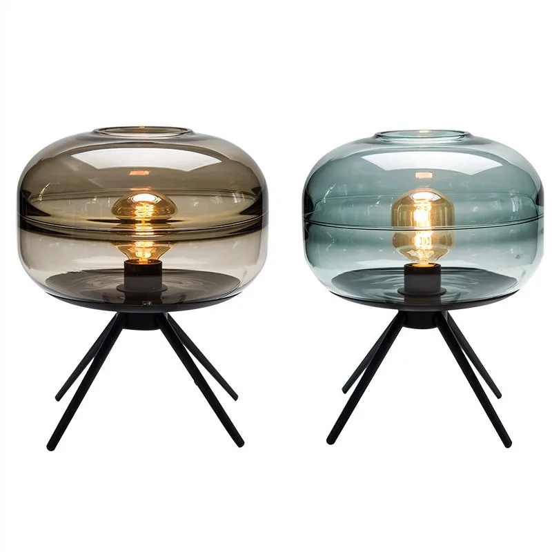 Sala de Estudo Candeeiro de Mesa de Vidro Lâmpada de Leitura Breve Nordic Criativo Itália Designer Deco Led Desk Luz Foyer Quarto Escritório E27 Lâmpada