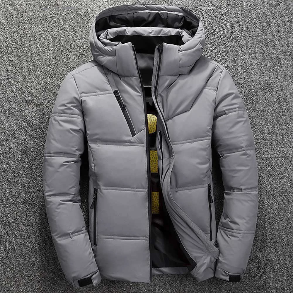 Winter Warm Men Jacket Coat Casual Autumn Stand Collar Puffer Thick Hat White Duck Parka Male Men's Winter Down Jacket With Hood
