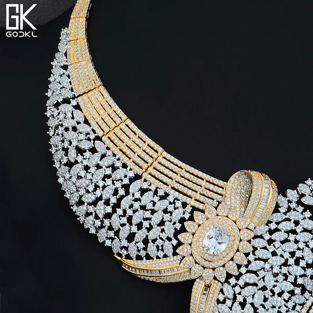 GODKI Trendy Luxury Geometric 4PC African Jewelry Sets For Women Wedding Cubic Zircon Crystal CZ Indian Dubai Bridal Jewelry Set