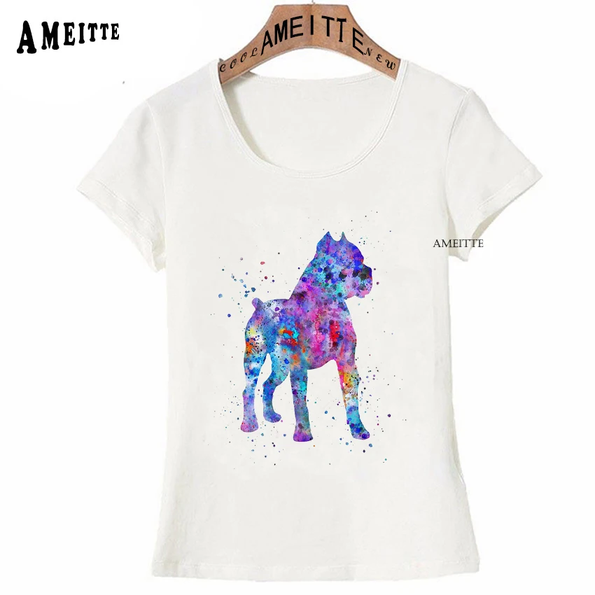 Watercolor Cane Corso Dog Print T Shirt Summer Women T Shirt Cute Girl