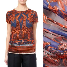 138 см шириной 8 мм Африканский стиль печати тонкие оборочки из мягкого шелка ткань для лета длинное и короткое платье рубашка шарф E756