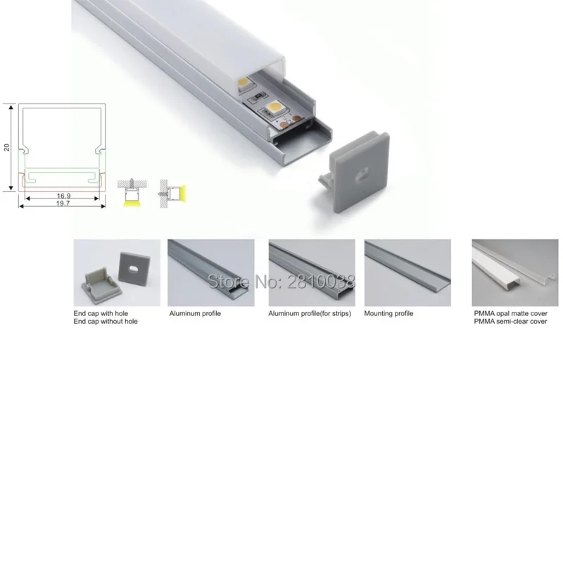 100 X1M Sets/Lot Customized length led aluminum profile and square type alu led channel for ceiling or wall lamps