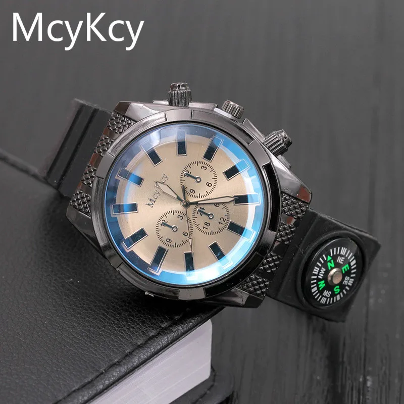 

2017 Fashion Military Large dial outdoor quartz watch Silicone Decorative Sports Men's Watches Compass watch Relogio Masculino