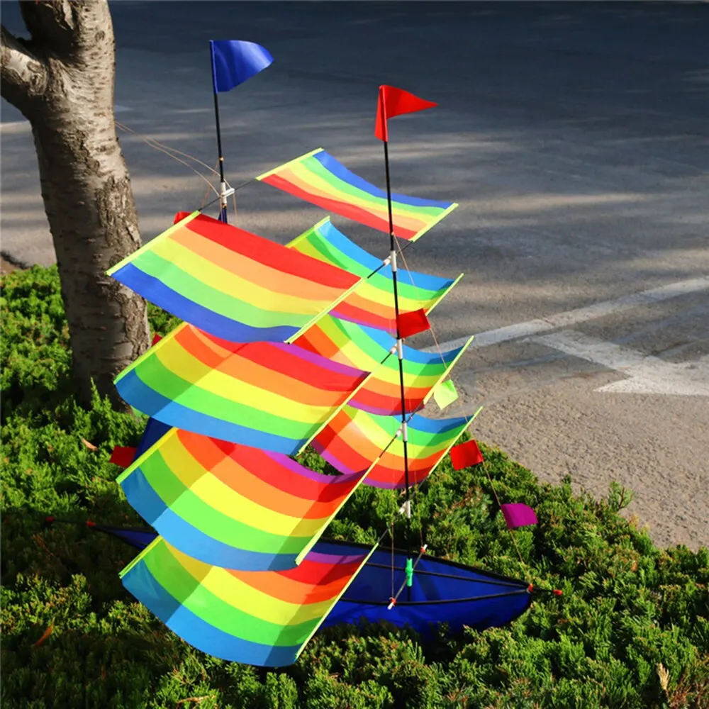 3D парусник воздушный змей для детей взрослых парусная лодка Летающий воздушный змей с веревкой и ручкой открытый пляжный парк Спортивная забавная летающая игрушка