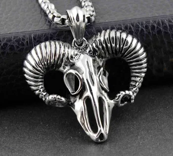 

Unique Huge Sheepshead Skull Men's Punk Hip Hop Pendant Necklace + Chain