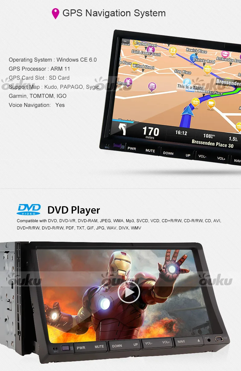 Flash Deal AMP Bluetooth Music Steering Wheel Radio 2 din Video Car DVD Player GPS Stereo USB Autoradio In Dash System Electronics 5