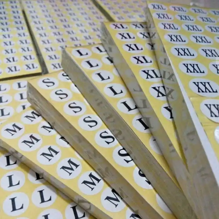 

1980pcs/Pack Apparel Clothing Size Stickers label XS/S/M/L/XL/XXL/XXXL/XXXXL Garment size 1.3 cm diameter circle paper 7/11