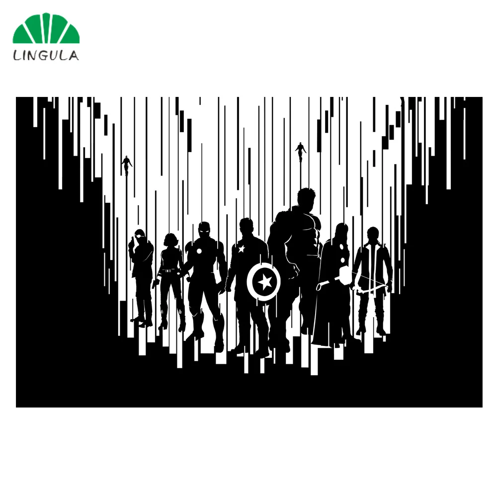 

LINGULA Movie Poster Nordic Kids Room Decor Marvel Superheros Hulk Iron Man Black White Wall Art Wall Pictures for Living Room