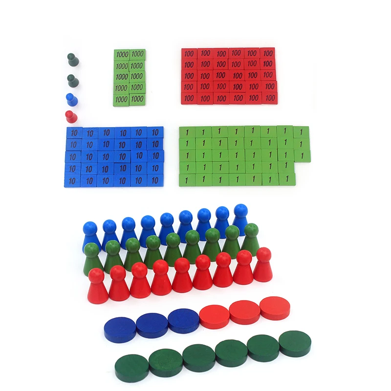 Montessori Materials Wooden Math Toys Stamp Game Home Edition Arithmetic Toys Wood Labels Stamps Early Educational Development 3