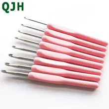 QJH 8 sztuk/zestaw Multicolor szydełka miękka rączka aluminium szydełko haki na drutach DIY rzemiosło narzędzie tkackie 2.5 ~ 6.0mm(China)