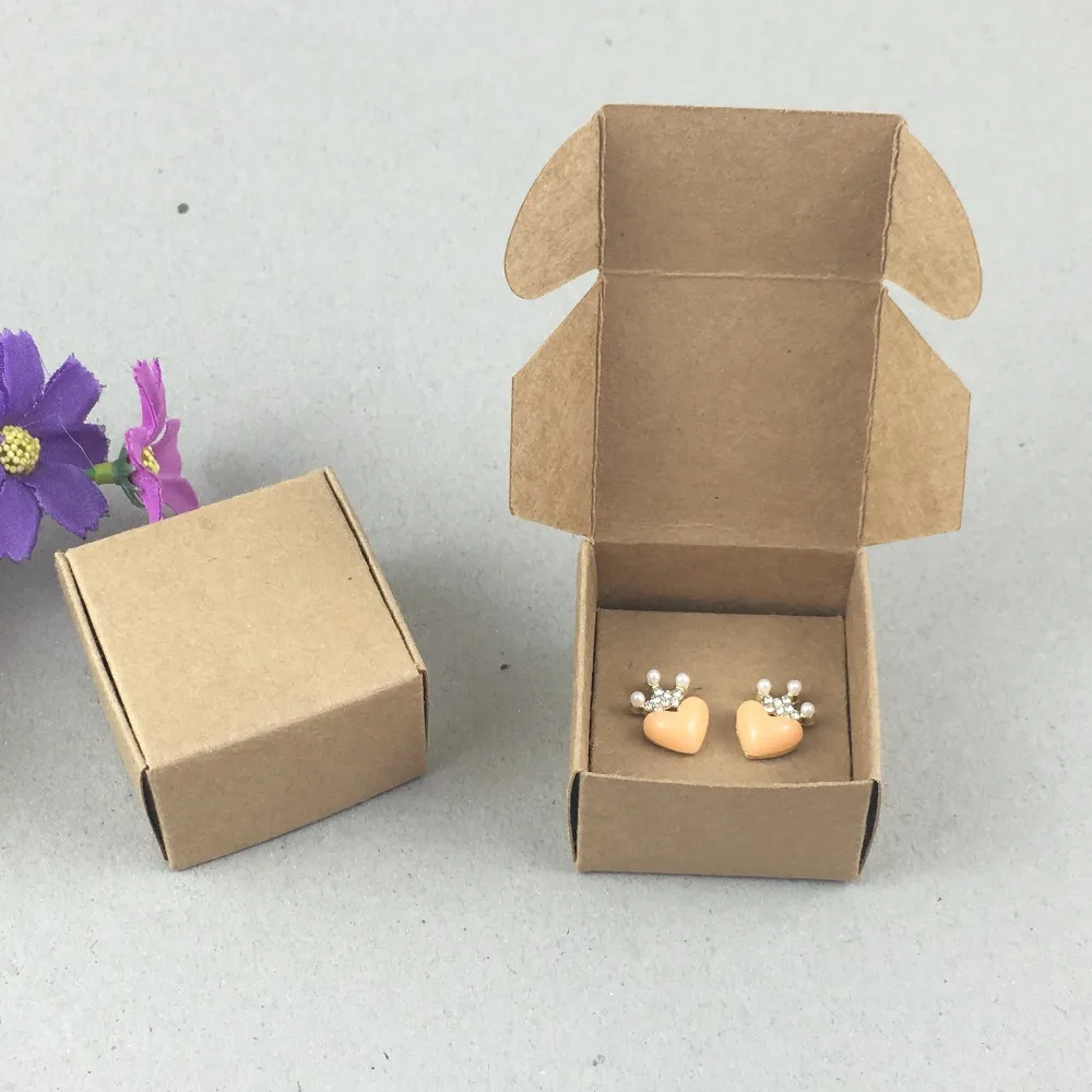 100 набор бумажных коробок для ювелирных изделий и сережек крафт-коробка для упаковки сережек пустая Упаковка аксессуаров набор ювелирных изделий коробки для подарков "сделай сам"
