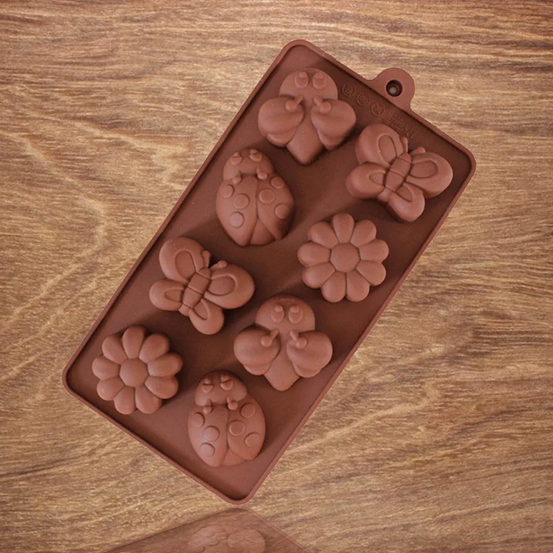 Силиконовый шоколадный торт форма для выпечки 8 отверстий DIY животное пчела цветок насекомых формы конфеты ручной работы формы для выпечки мыла кухонные инструменты