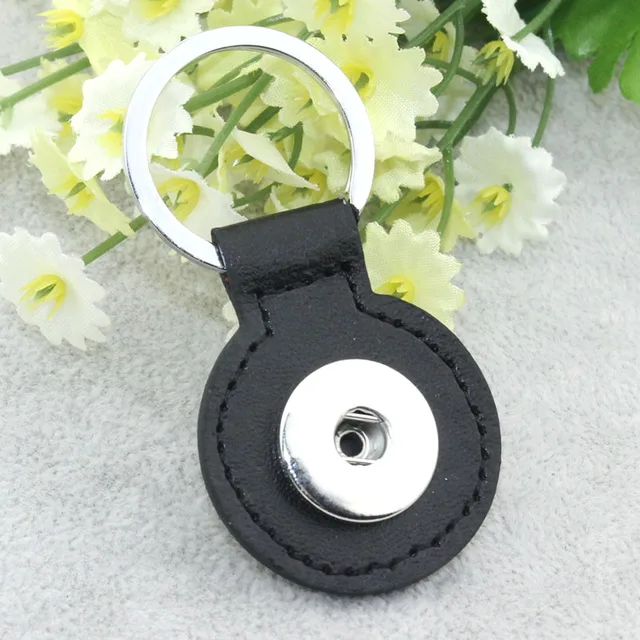 3 Styles Snap button Keychain PU Leather Belt Key Chains DIY Accessory