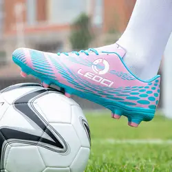Для мужчин Обувь для футбола на открытом воздухе дышащая обеспечивают длинные шипы футбольные бутсы Non-slip Для мужчин кроссовки спортивные