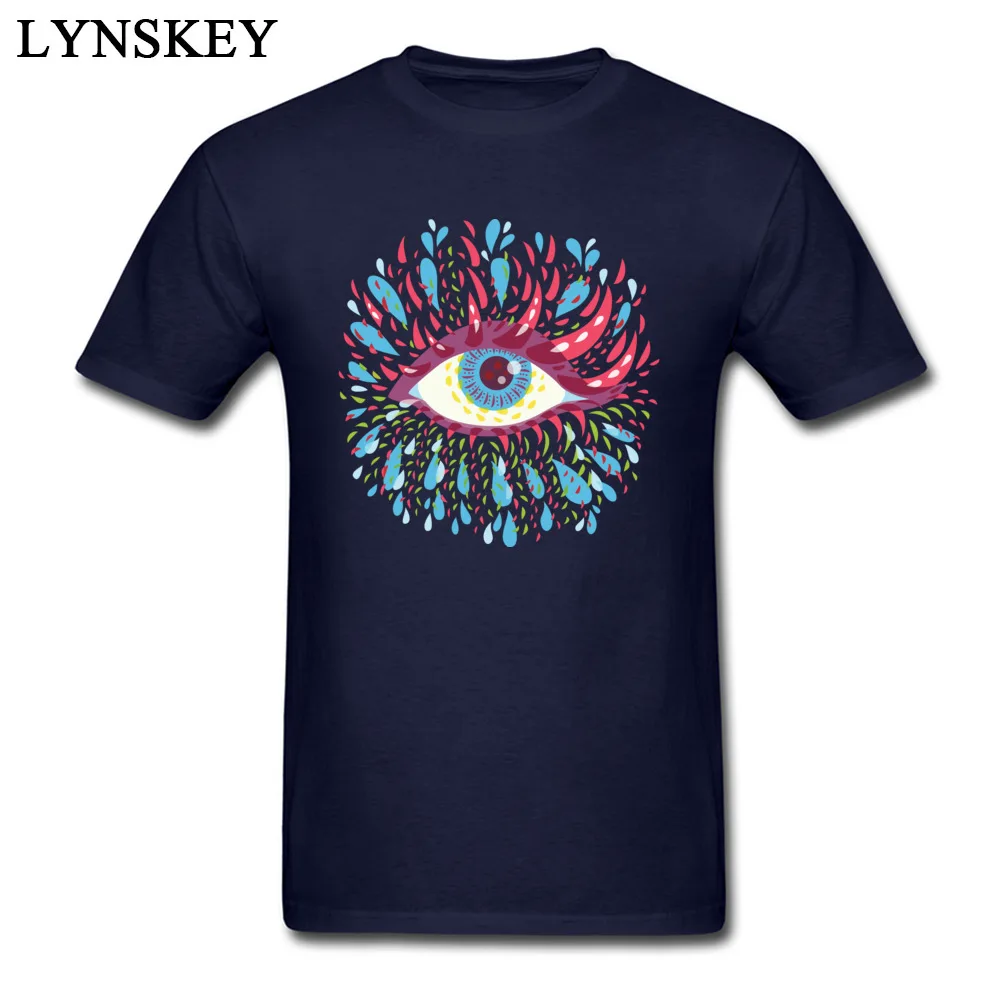 T Shirt Design Short Sleeve Brand Crewneck 100% Cotton Tops Tees Design Summer Blue Psychedelic Eye Tee Shirts for Male Blue Psychedelic Eye navy
