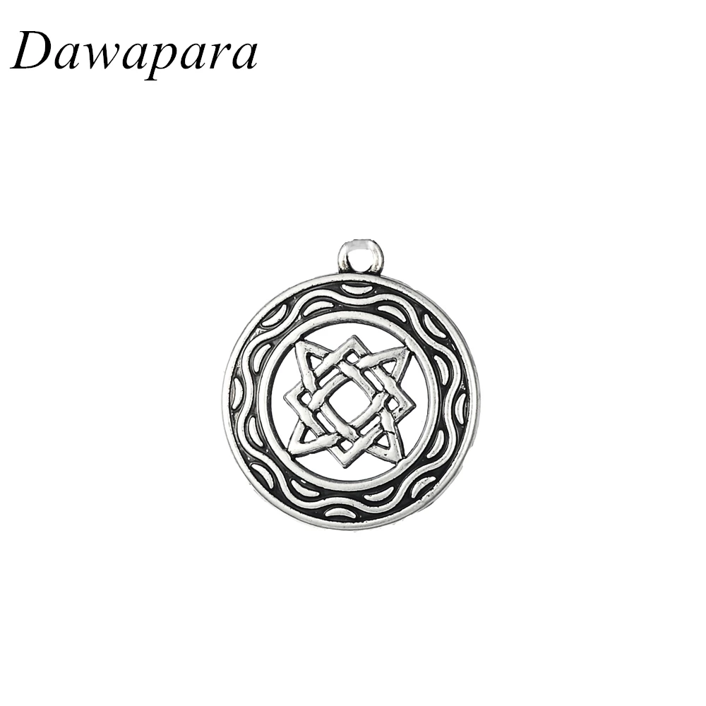 

Dawapara Kolovrat Star of Slavic Gothic Charms Jewelry Antique Silver Statement Necklace Accessories Women Hollow Pendants
