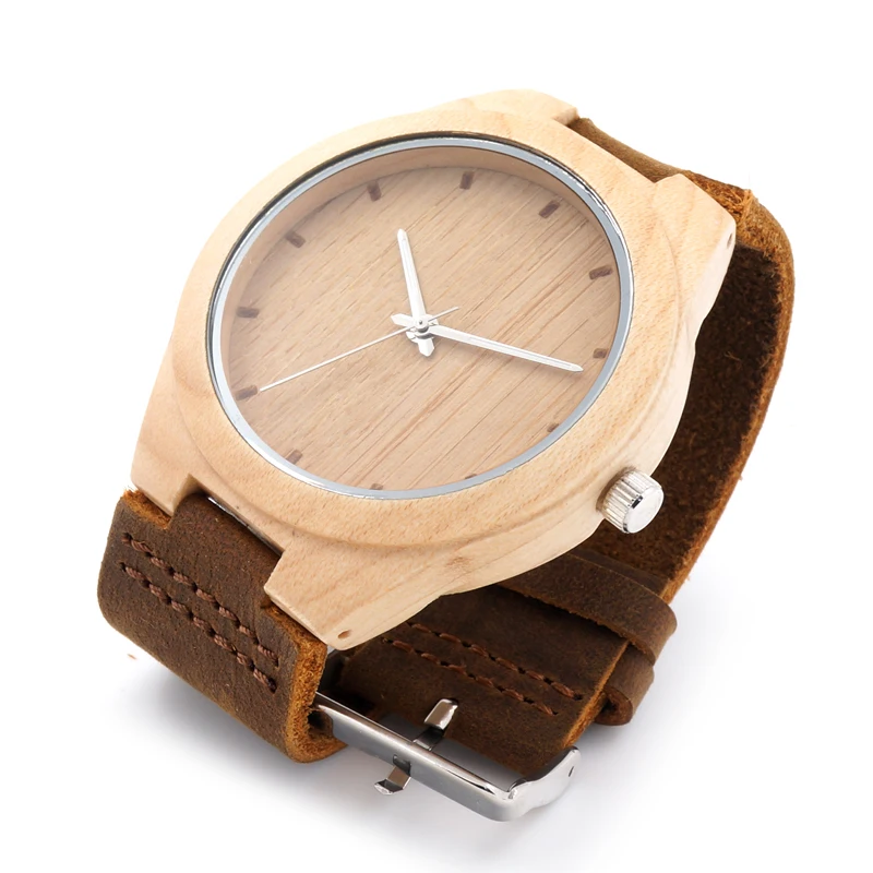 BOBO BIRD Men Wood Watch with Genuine Leader Strap Luxury Wooden Watches Japan Move' 2035 Quartz Watches as Gifts C-F10