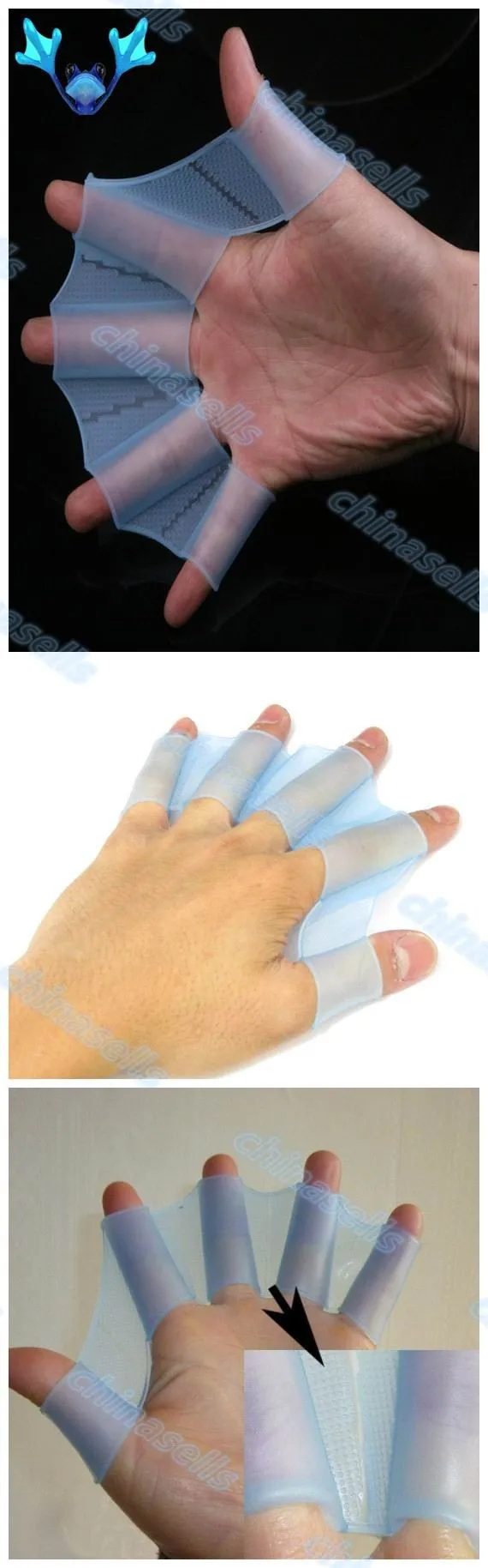 100 пар силиконовый Дайвинг бассейн тренировочный плавание половинчатые ласты перчатки ласты