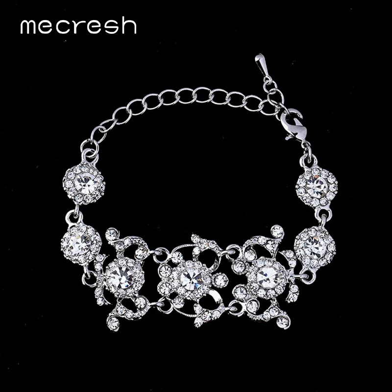 Exquisite Bridal Bracelet Silver Color Top Crystal Wedding Accessories