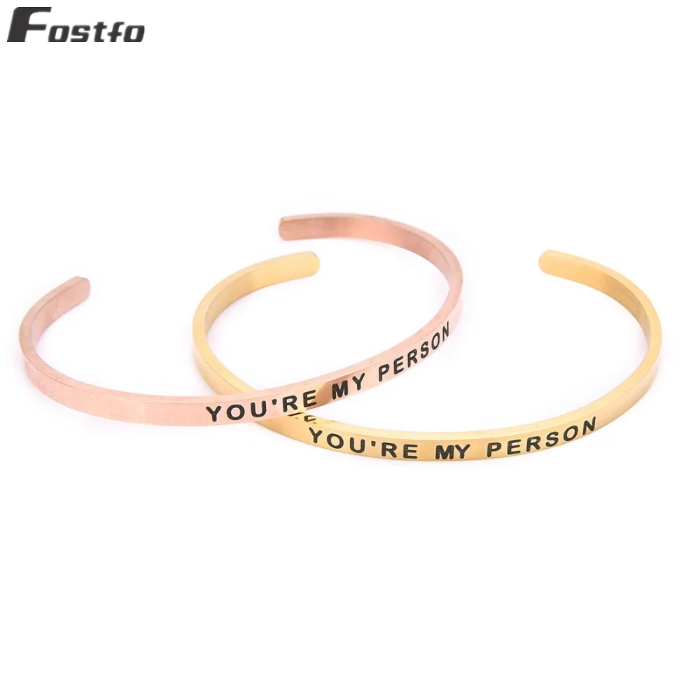 Fostfo 4 мм YOU'RE MY PERSON нержавеющая сталь положительный вдохновляющий персонализированный браслет с мантрой браслет для влюбленных подарки