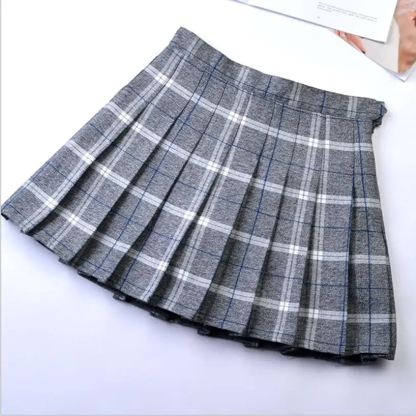 Плиссированная юбка клетчатая юбка 2018 Новая модная юбка женская летняя Высокая талия колледж Ветер дикая юбка