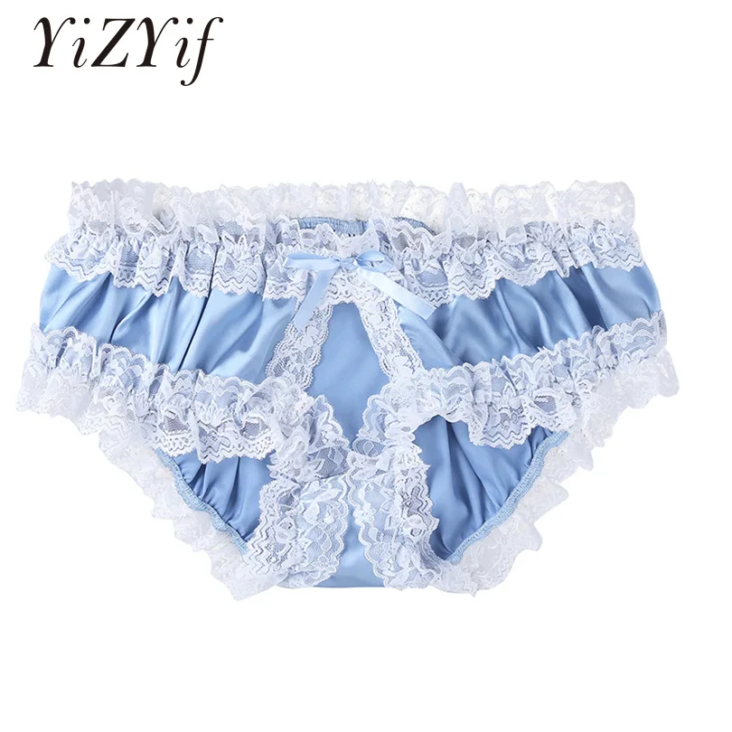 Yizyif Chastity Men Panties Open Crotch Sexy Underwear Sissy Satin