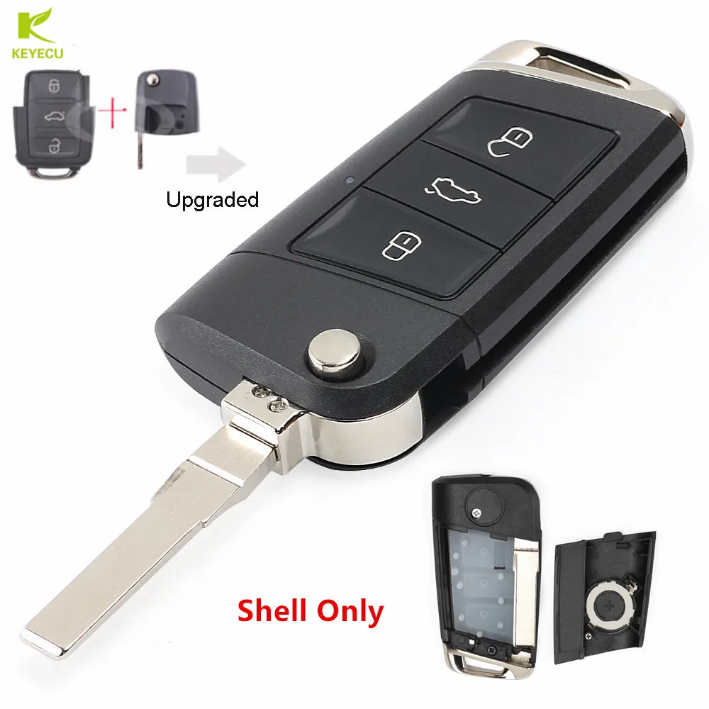 

KEYECU 2PCS Replacement New Modified Golf 7 Stylish Remote Car Key Shell Case Fob for Volkswagen Seat Skoda