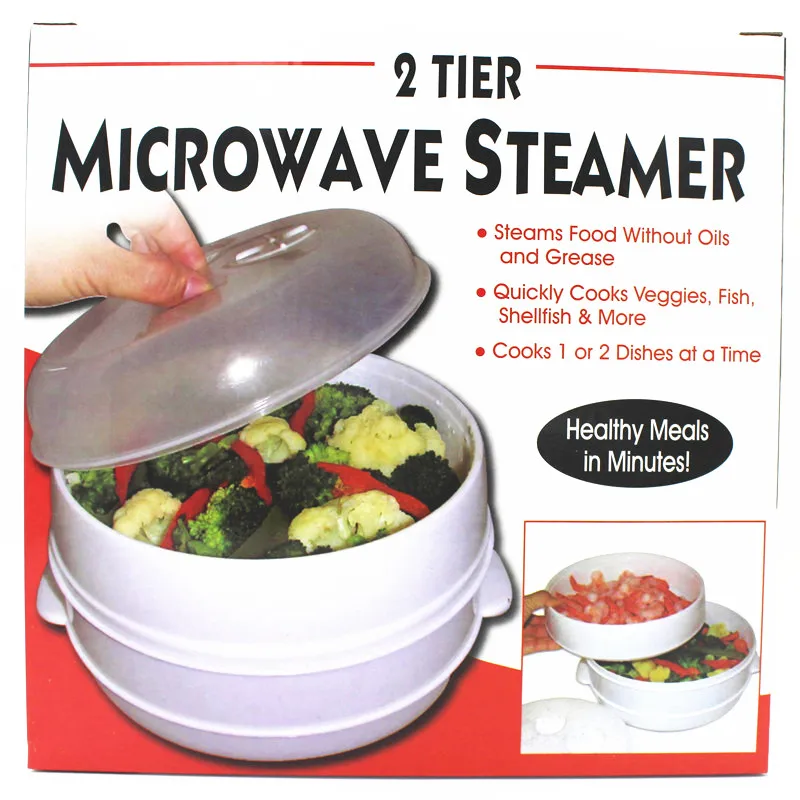 1 Pcs 2 Tier Microwave Food Steamer Ollas De Cocina Vegetable Steamer