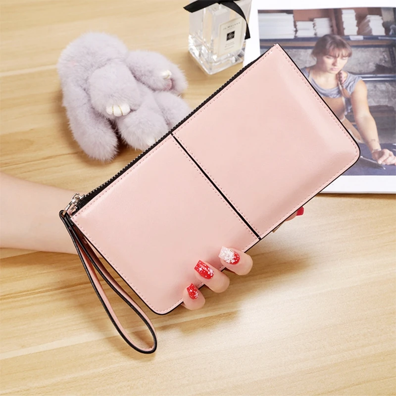 

Women Long Clutch Wallet Multi-function wallet Phone Pocket Large Female Purse Pure credit Card Holder zipper hasp purse carteir